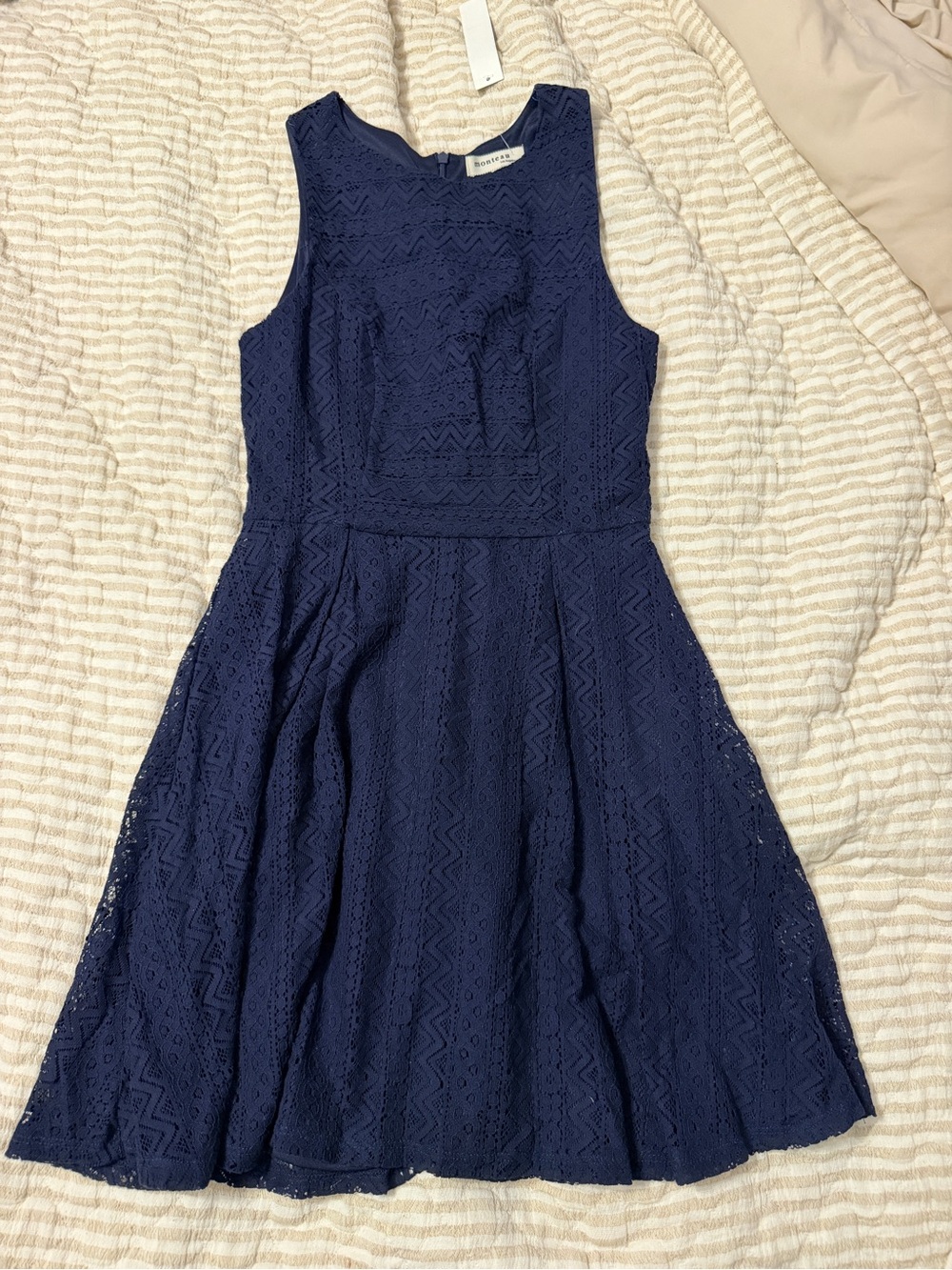Monteau Navy Lace Sleeveless Dress